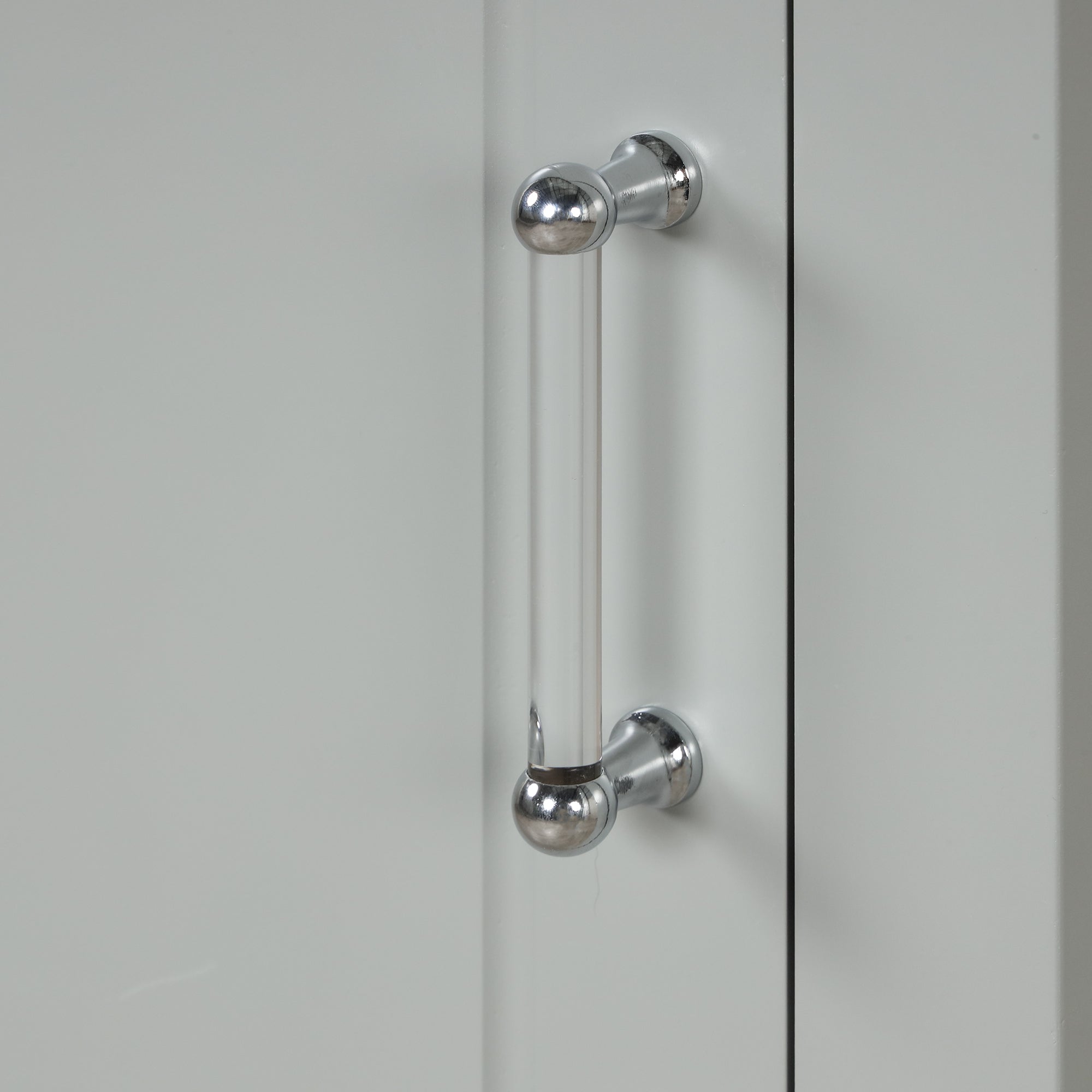 Tall Grey Bathroom Storage Cabinet with Adjustable Shelves Drawers