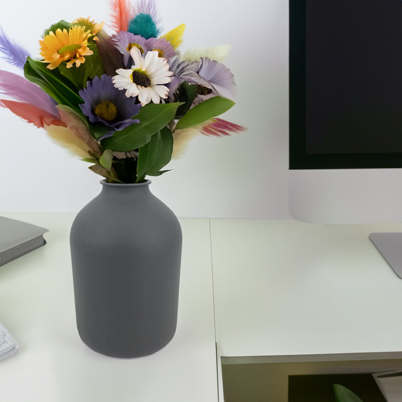 Matte Black Metal Vase for Dried Flowers Home Decor