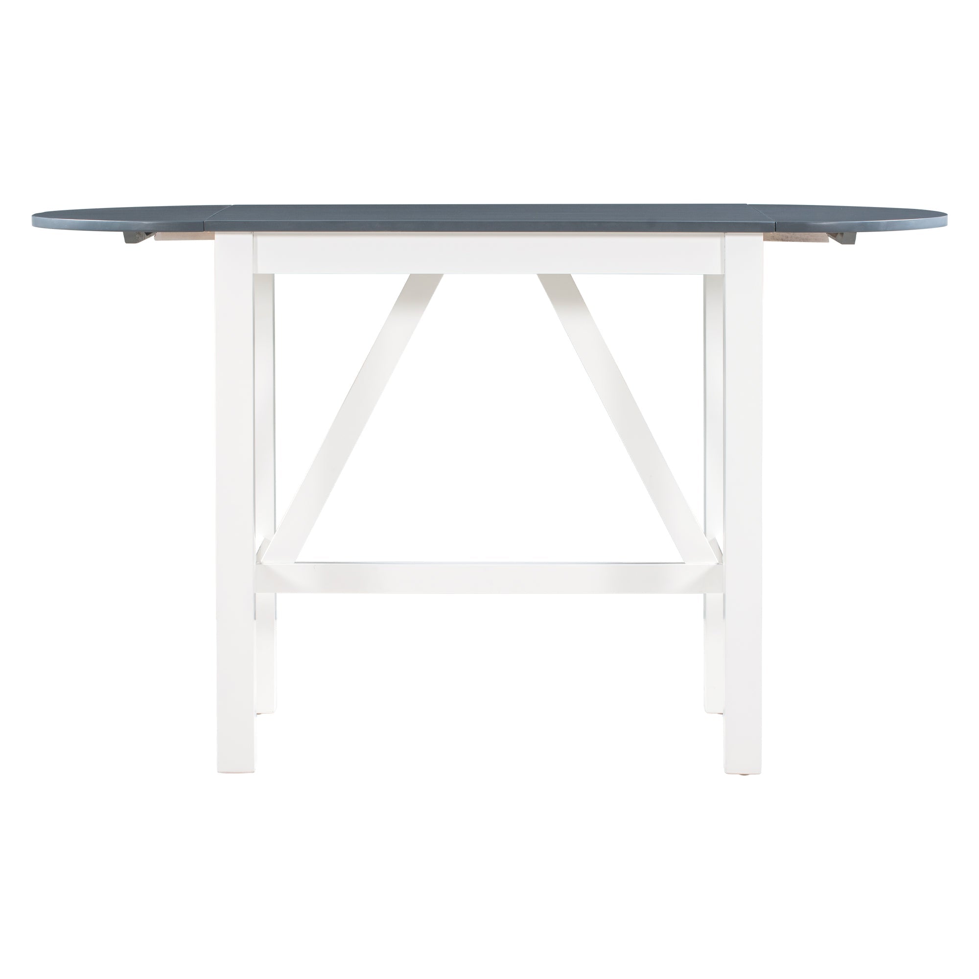 3-Piece Drop Leaf Dining Table Set White Gray
