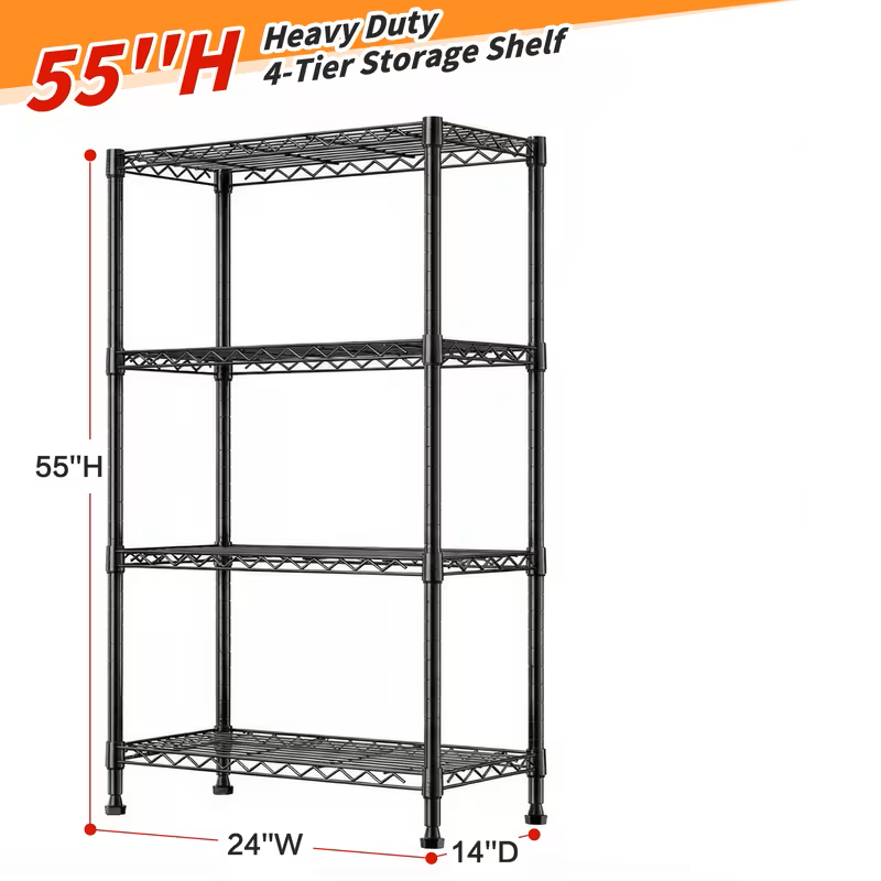 Adjustable Wire Shelving Rack Multi-Tier Storage Shelf Unit