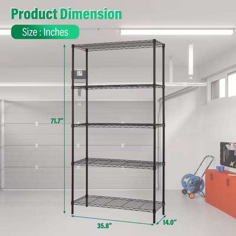 Adjustable Wire Shelving Rack Multi-Tier Storage Shelf Unit