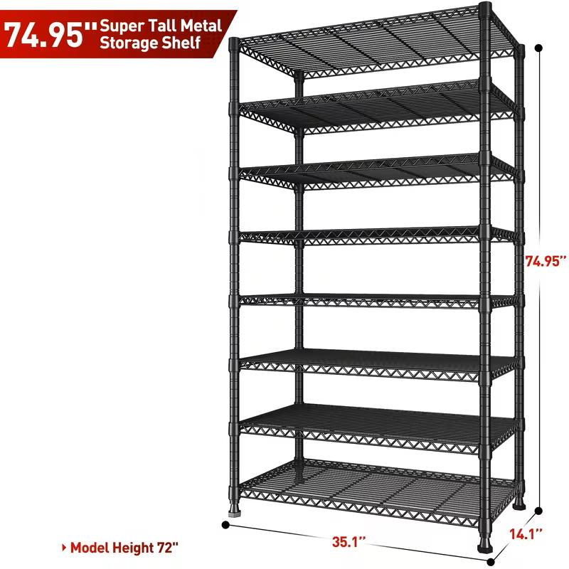 Adjustable Wire Shelving Rack Multi-Tier Storage Shelf Unit