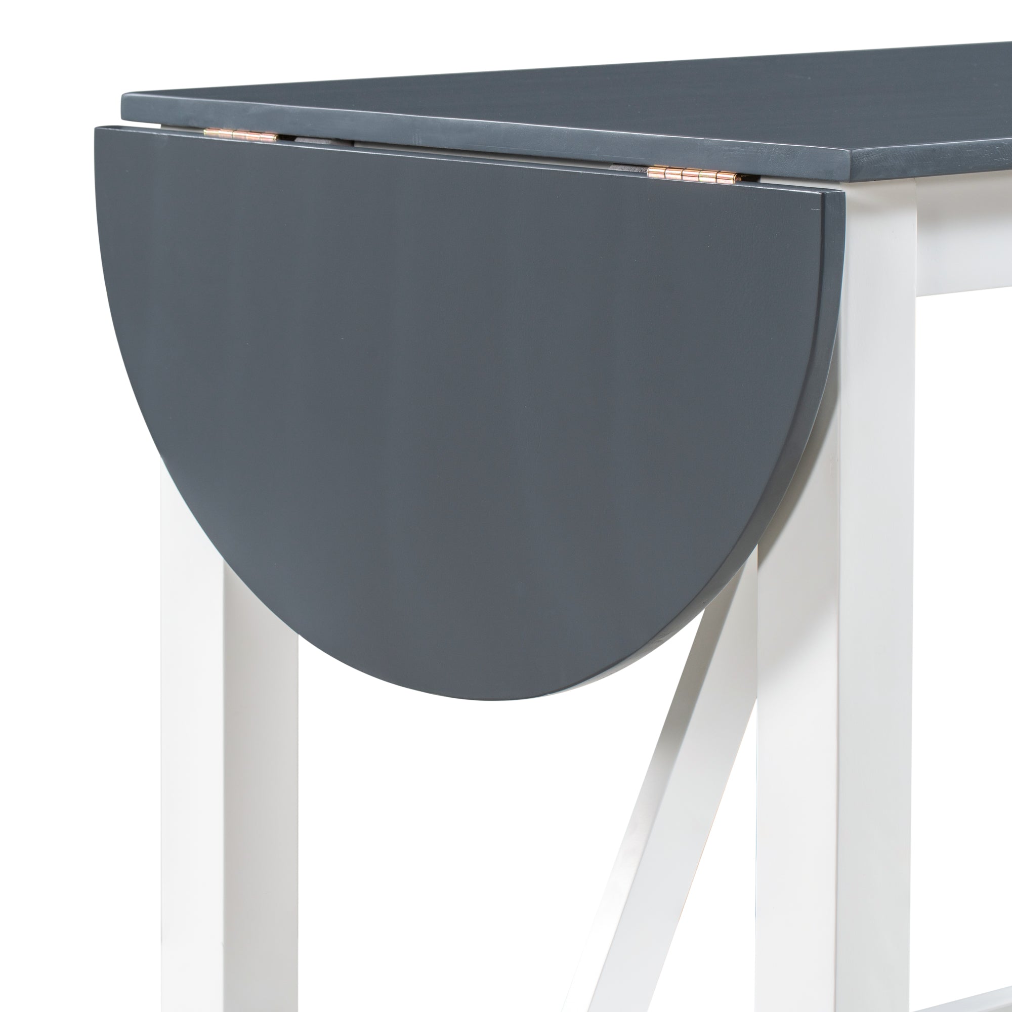 3-Piece Drop Leaf Dining Table Set White Gray