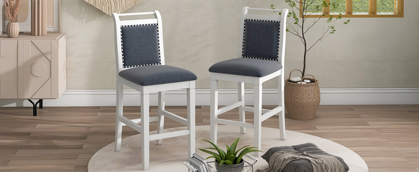 3-Piece Drop Leaf Dining Table Set White Gray