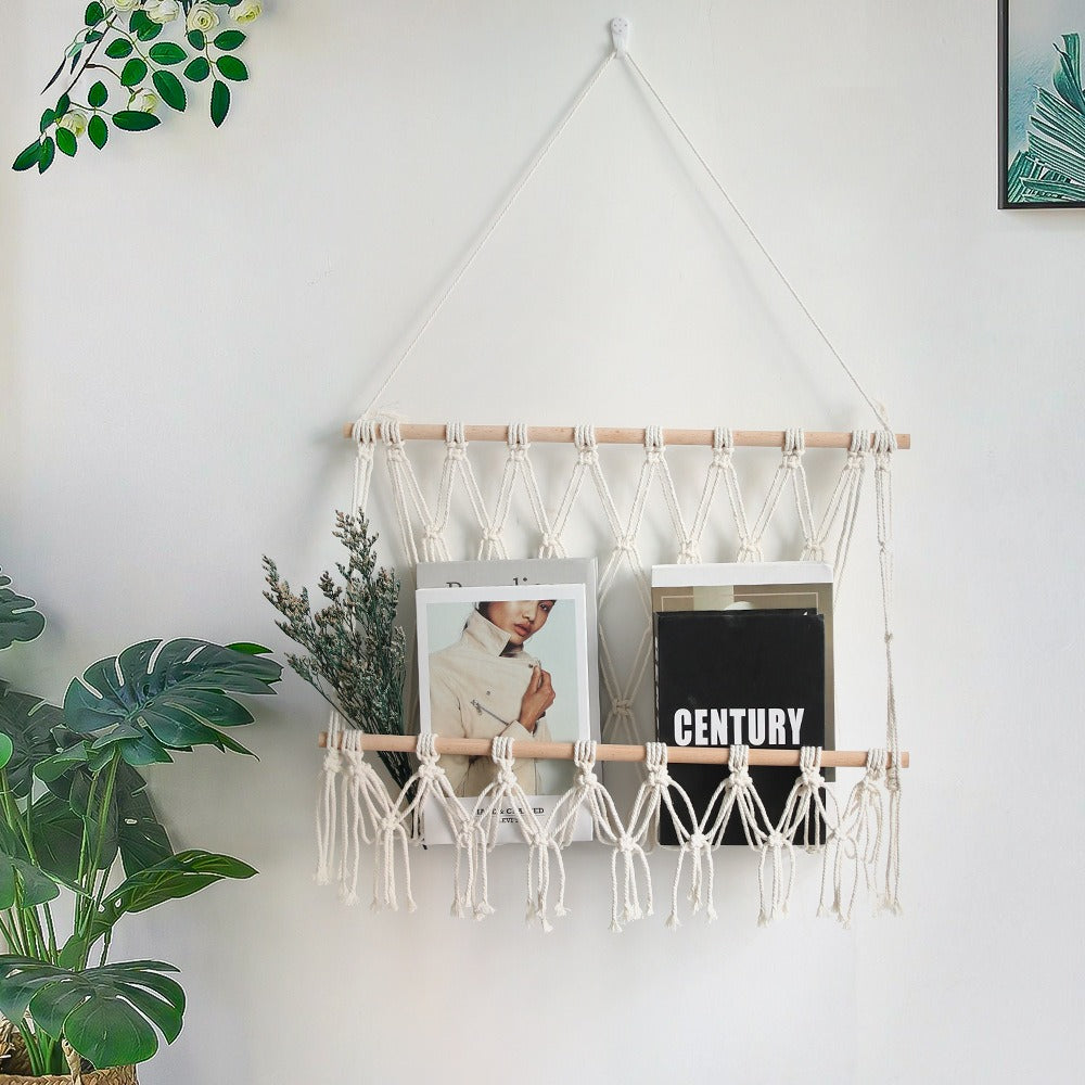 Cotton Rope Woven Wall Hanging Toy Storage Hammock Decor