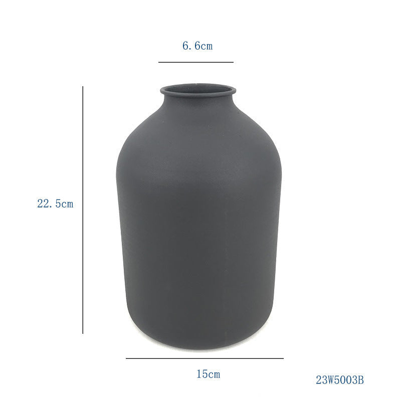 Matte Black Metal Vase for Dried Flowers Home Decor
