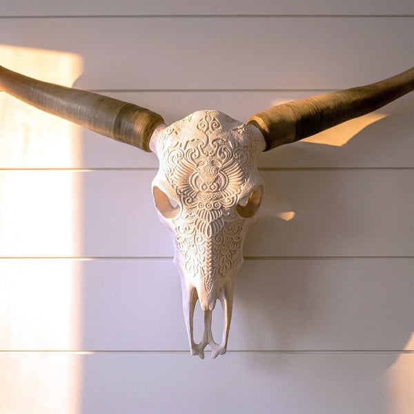 Faux Steer Skull Horns Western Wall Decor Rustic Artwork