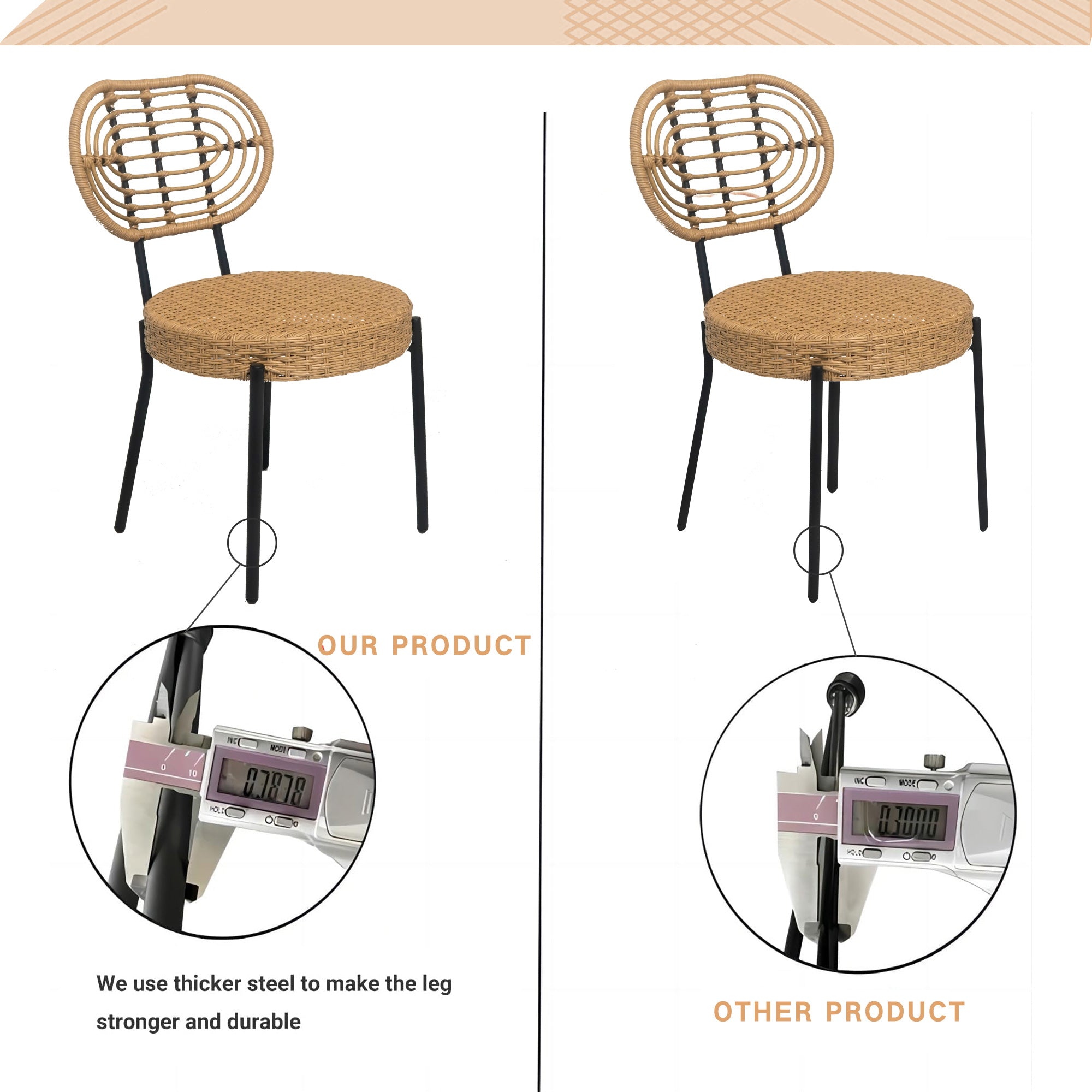 3-Piece Luxury Outdoor Wicker Patio Bistro Furniture Set