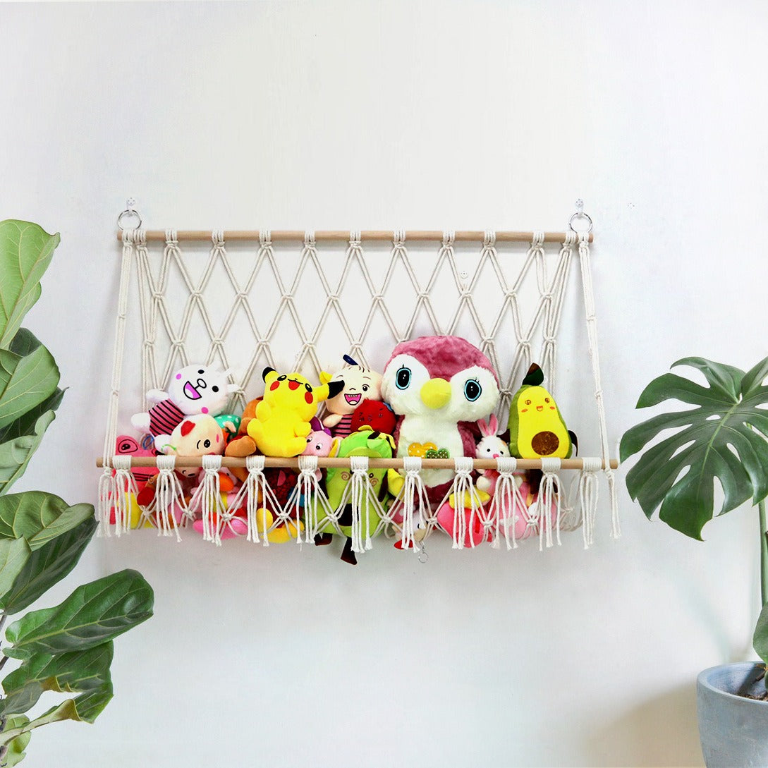 Cotton Rope Woven Wall Hanging Toy Storage Hammock Decor