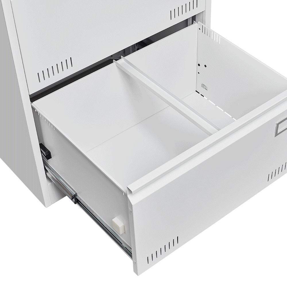 White 3 Drawer Lateral Filing Cabinet with Lock