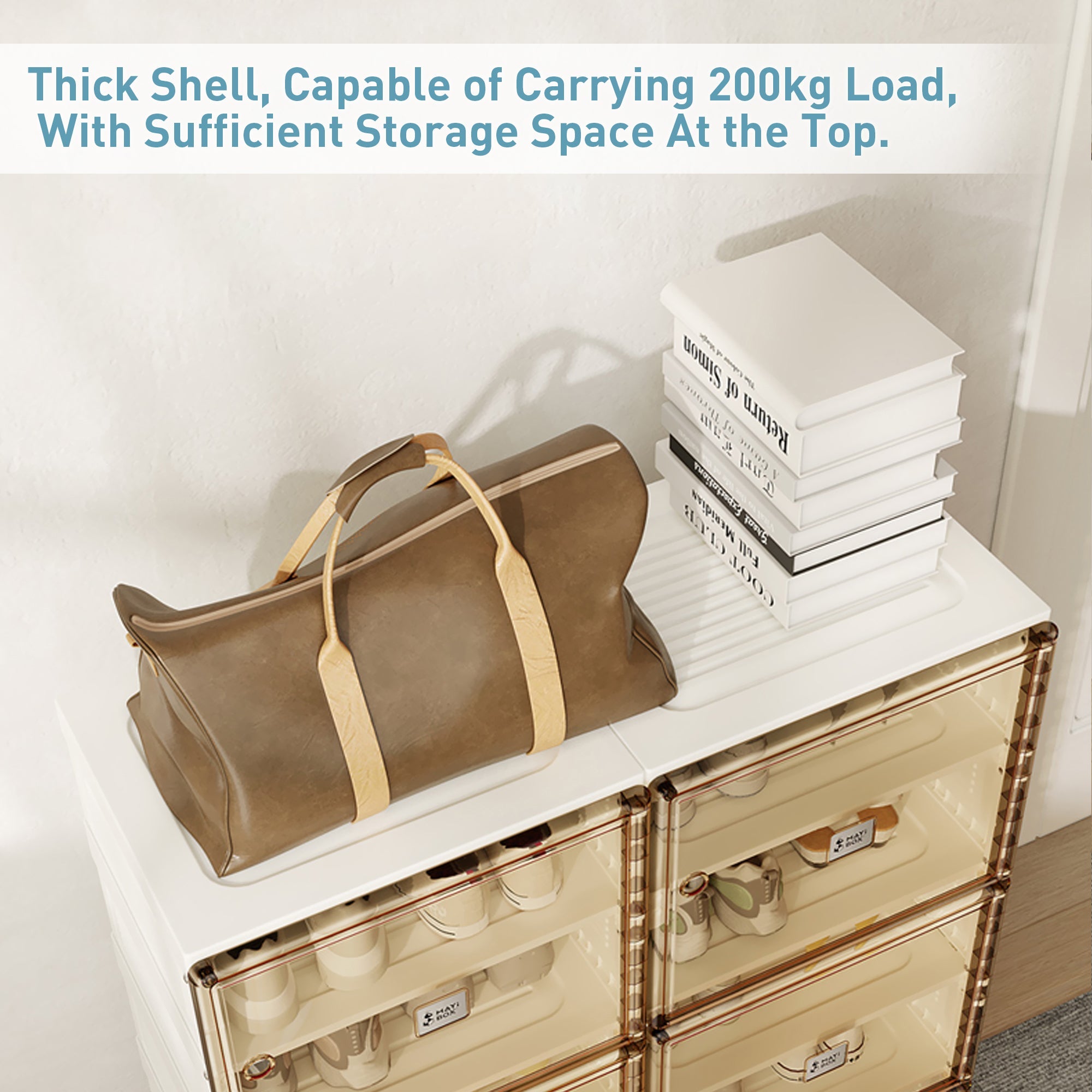 Portable Stackable Shoe Cabinet with Doors Storage Shelves Organizer