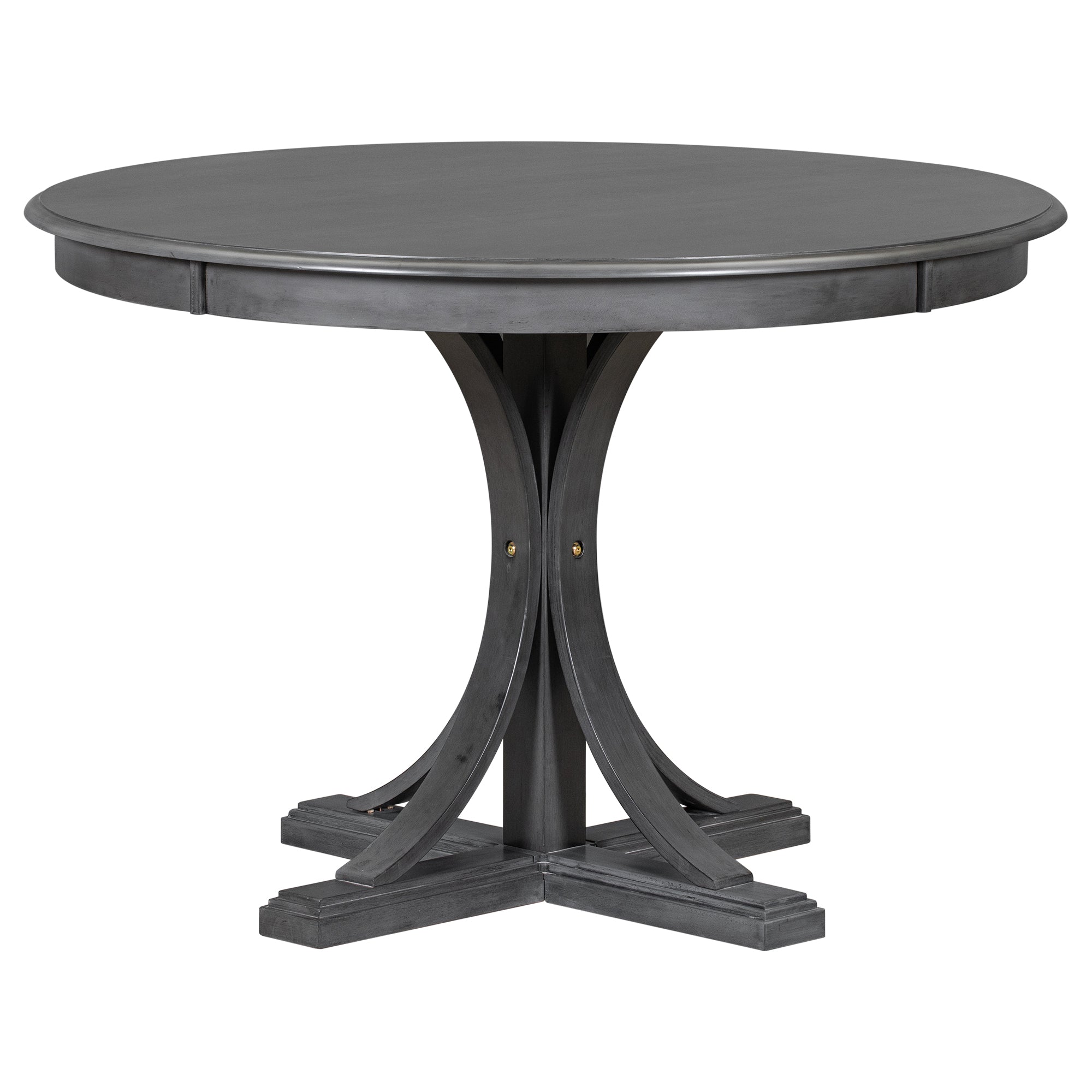 5-Piece Retro Round Dining Table Set Dark Gray