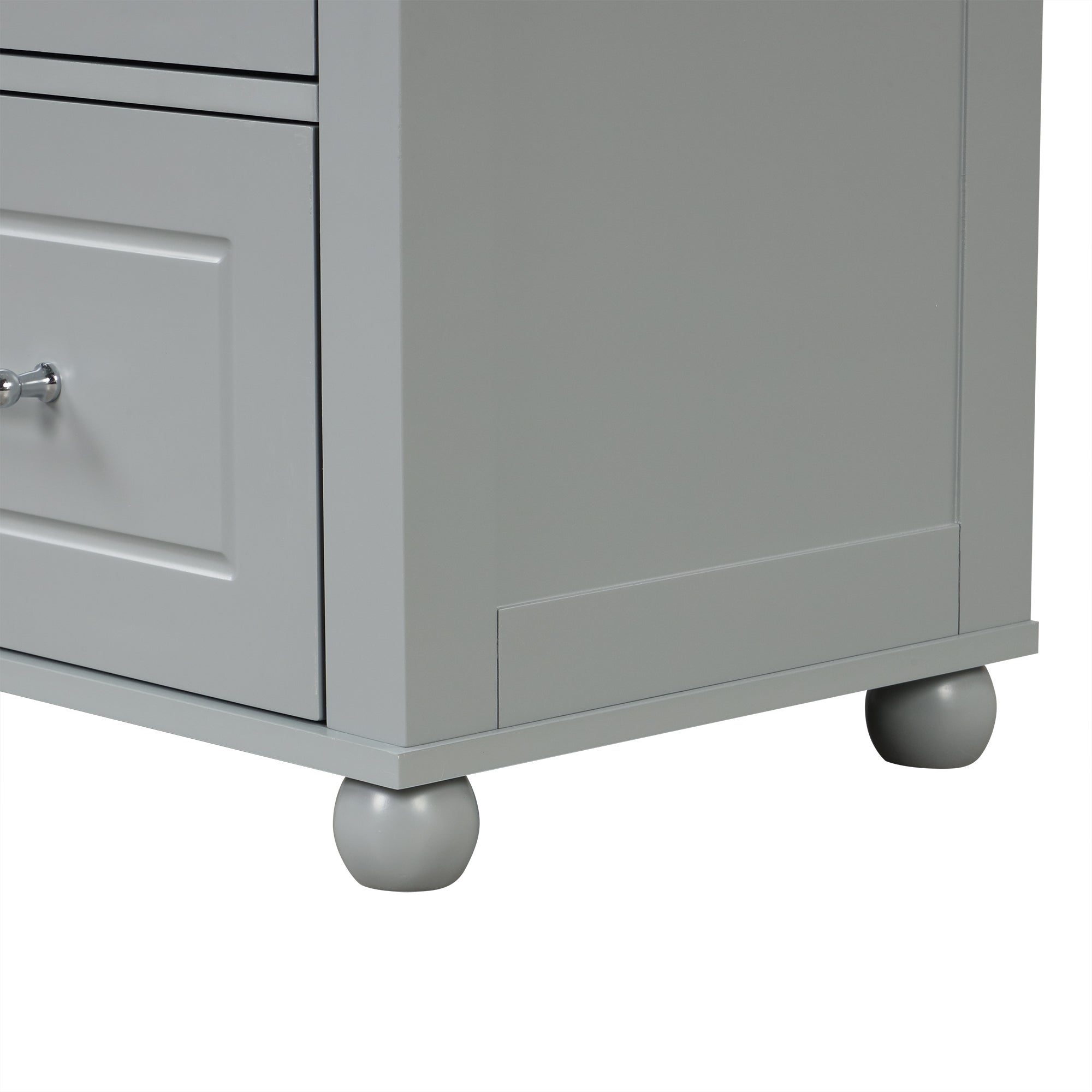 Tall Grey Bathroom Storage Cabinet with Adjustable Shelves Drawers