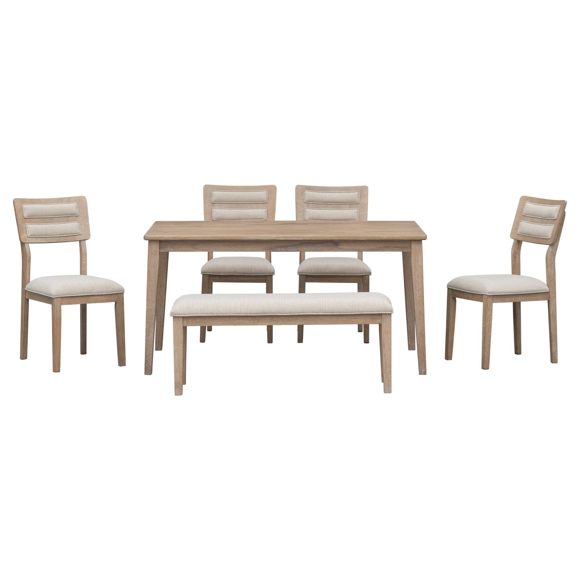 6-Piece Traditional Dining Set Table Chairs Bench