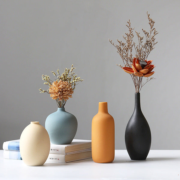 Three-Piece Ceramic Vase Set Modern Home Floral Decoration