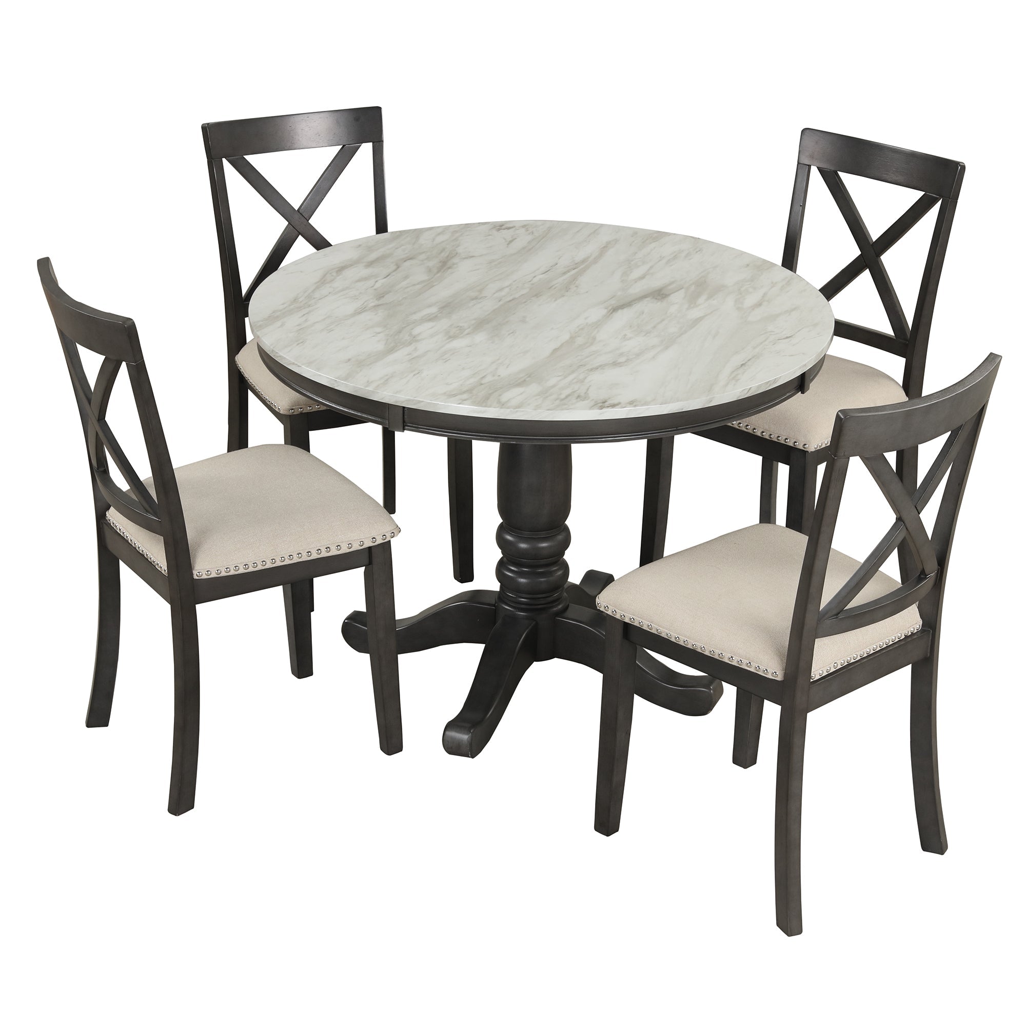 5-Piece Solid Wood Dining Table Chair Set