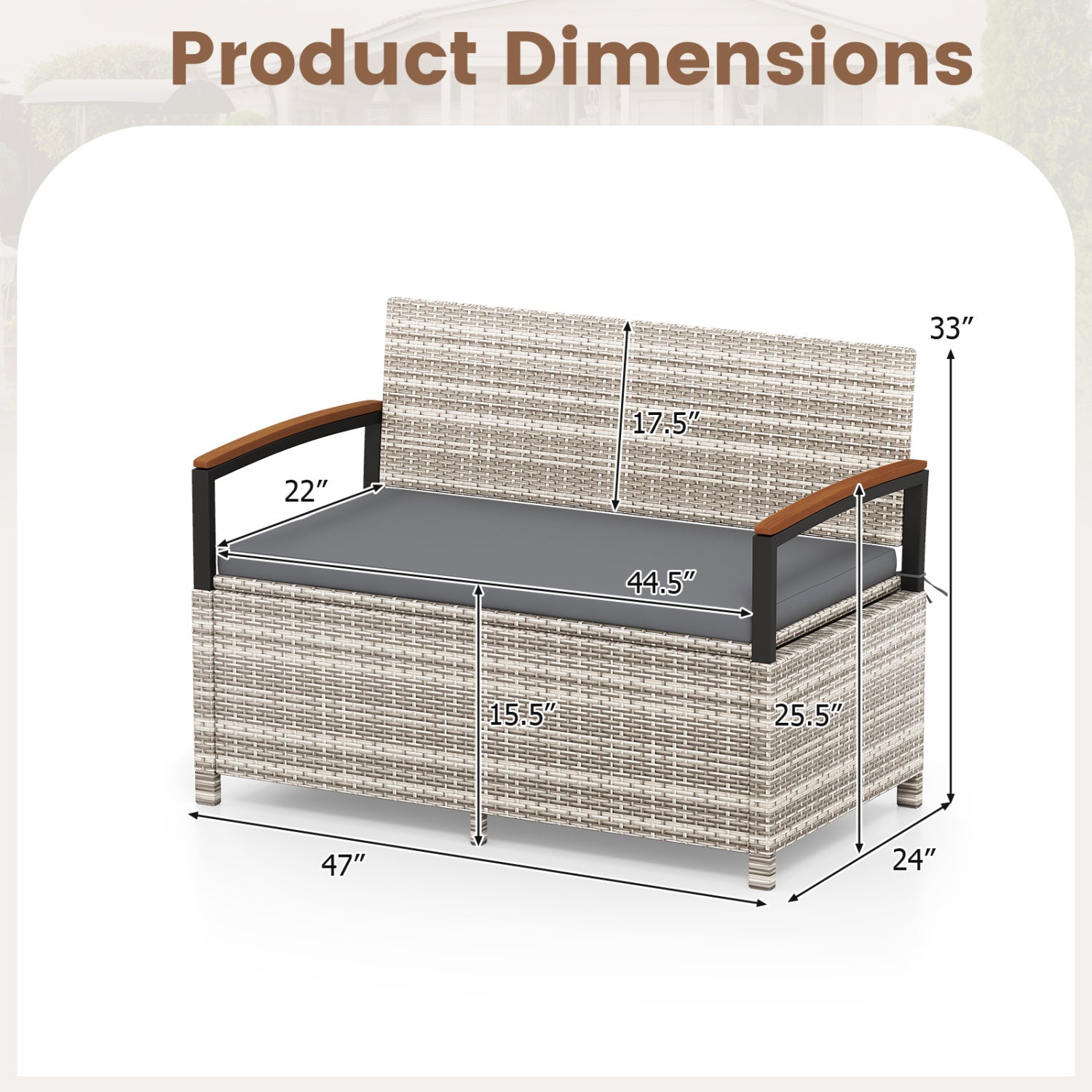 Outdoor Storage Bench Deck Box with Cushion White