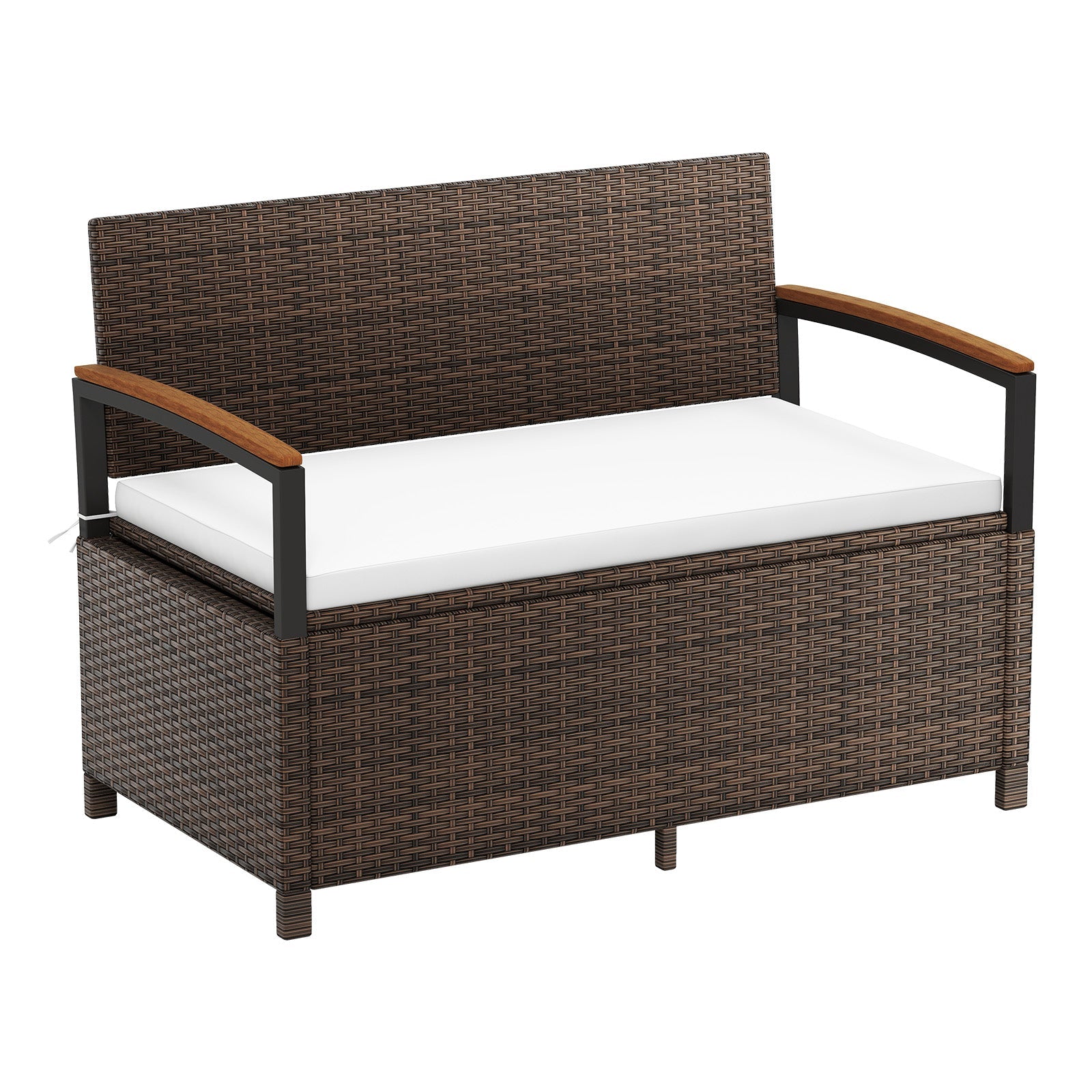 Outdoor Storage Bench Deck Box with Cushion White