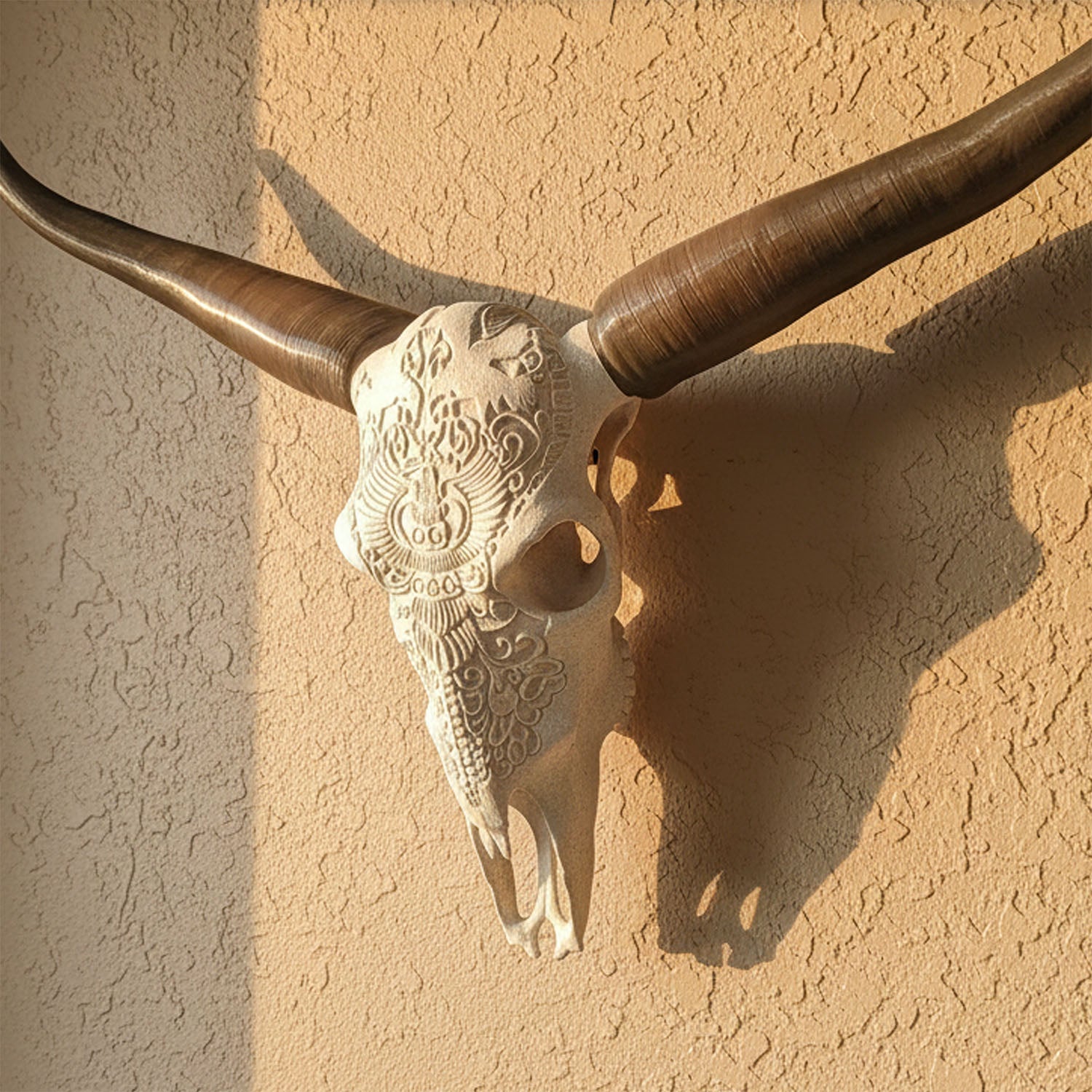 Faux Steer Skull Horns Western Wall Decor Rustic Artwork