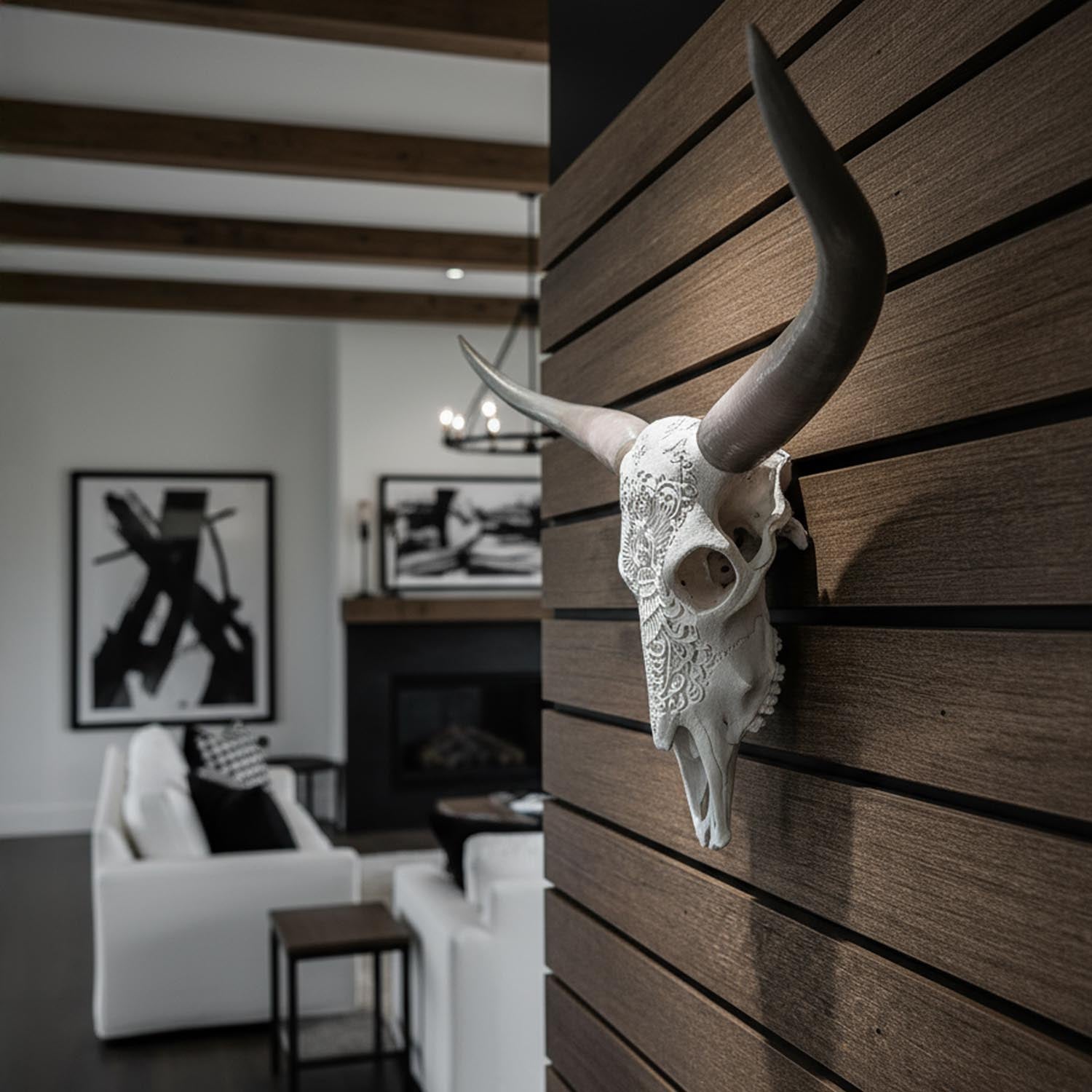 Faux Steer Skull Horns Western Wall Decor Rustic Artwork