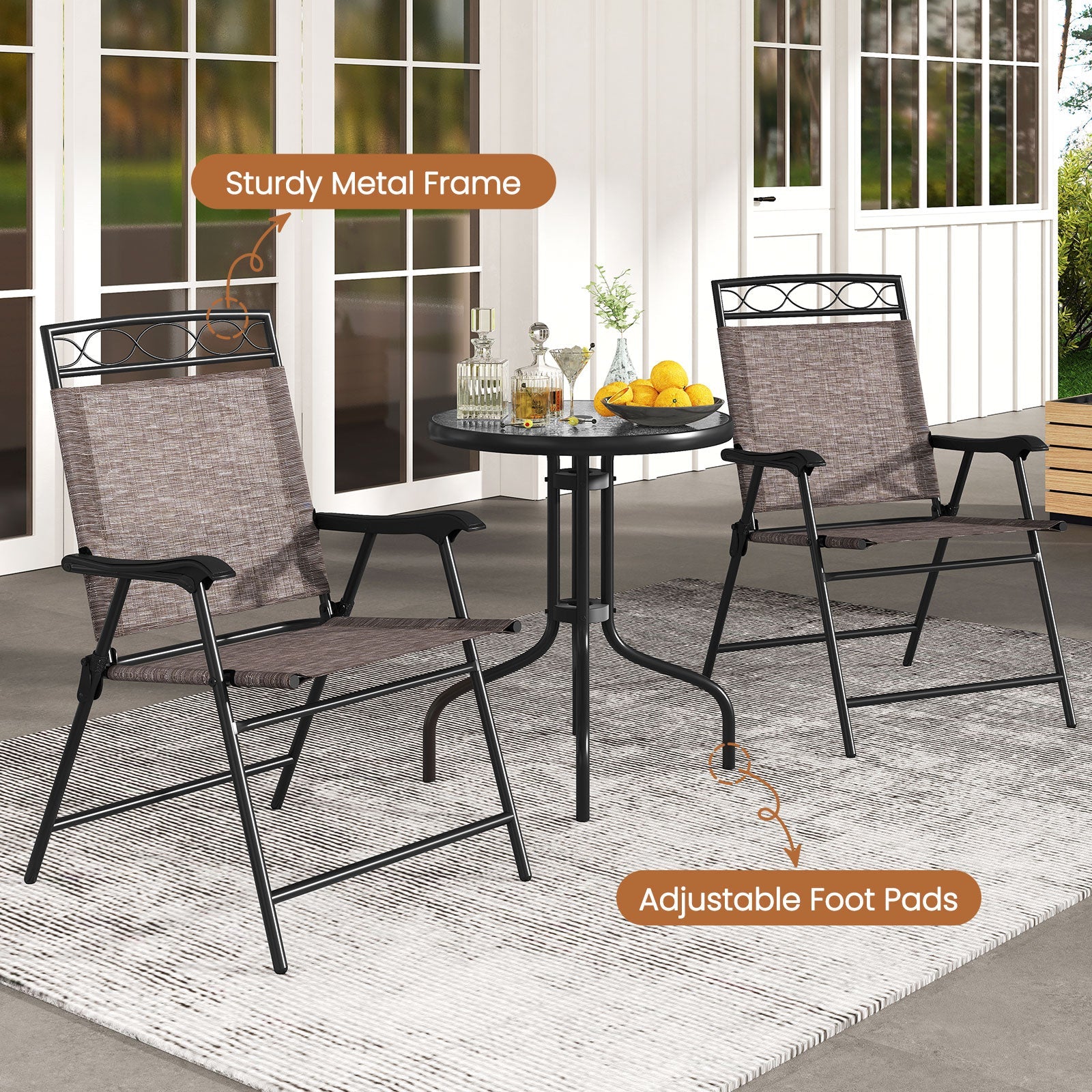 3-Piece Outdoor Bistro Dining Set with Umbrella Hole