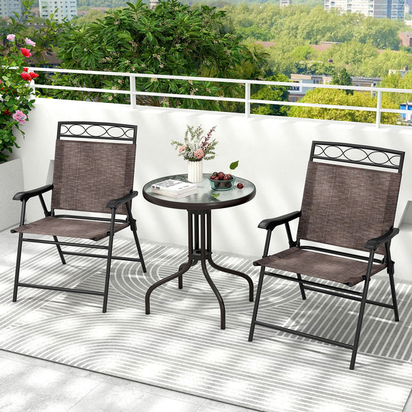 3-Piece Outdoor Bistro Dining Set with Umbrella Hole