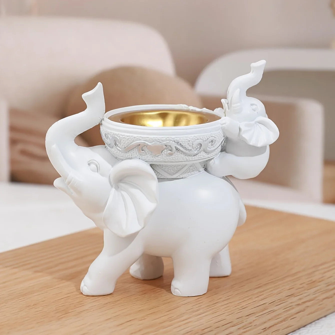 Elephant Figurine Candy Tray Key Bowl Home Decor Storage