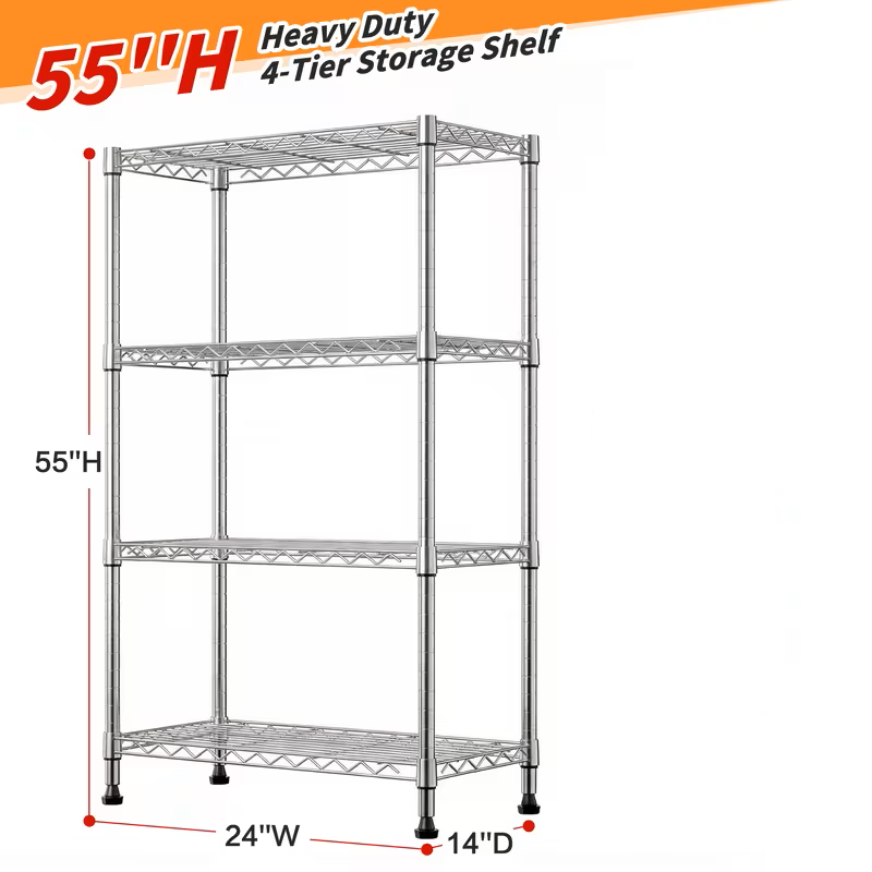 Adjustable Wire Shelving Rack Multi-Tier Storage Shelf Unit