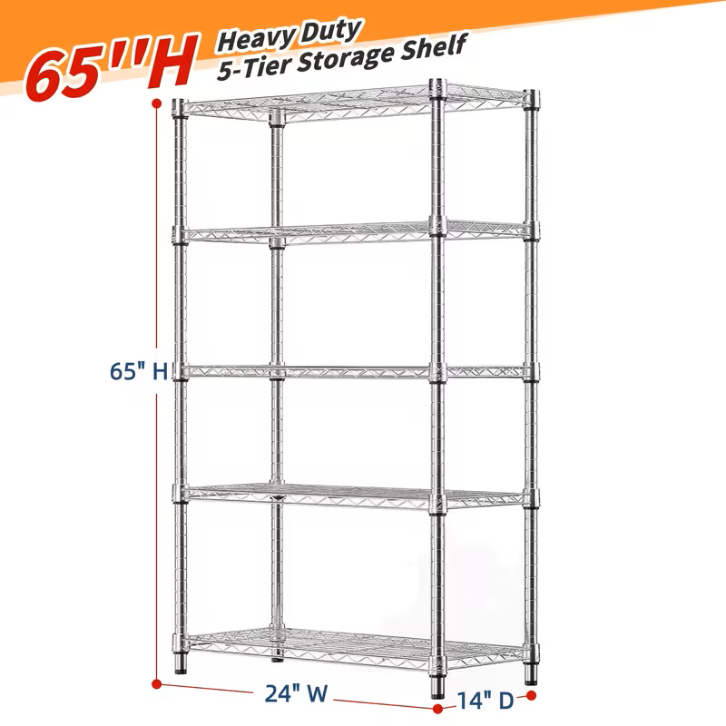 Adjustable Wire Shelving Rack Multi-Tier Storage Shelf Unit
