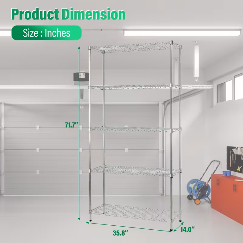 Adjustable Wire Shelving Rack Multi-Tier Storage Shelf Unit
