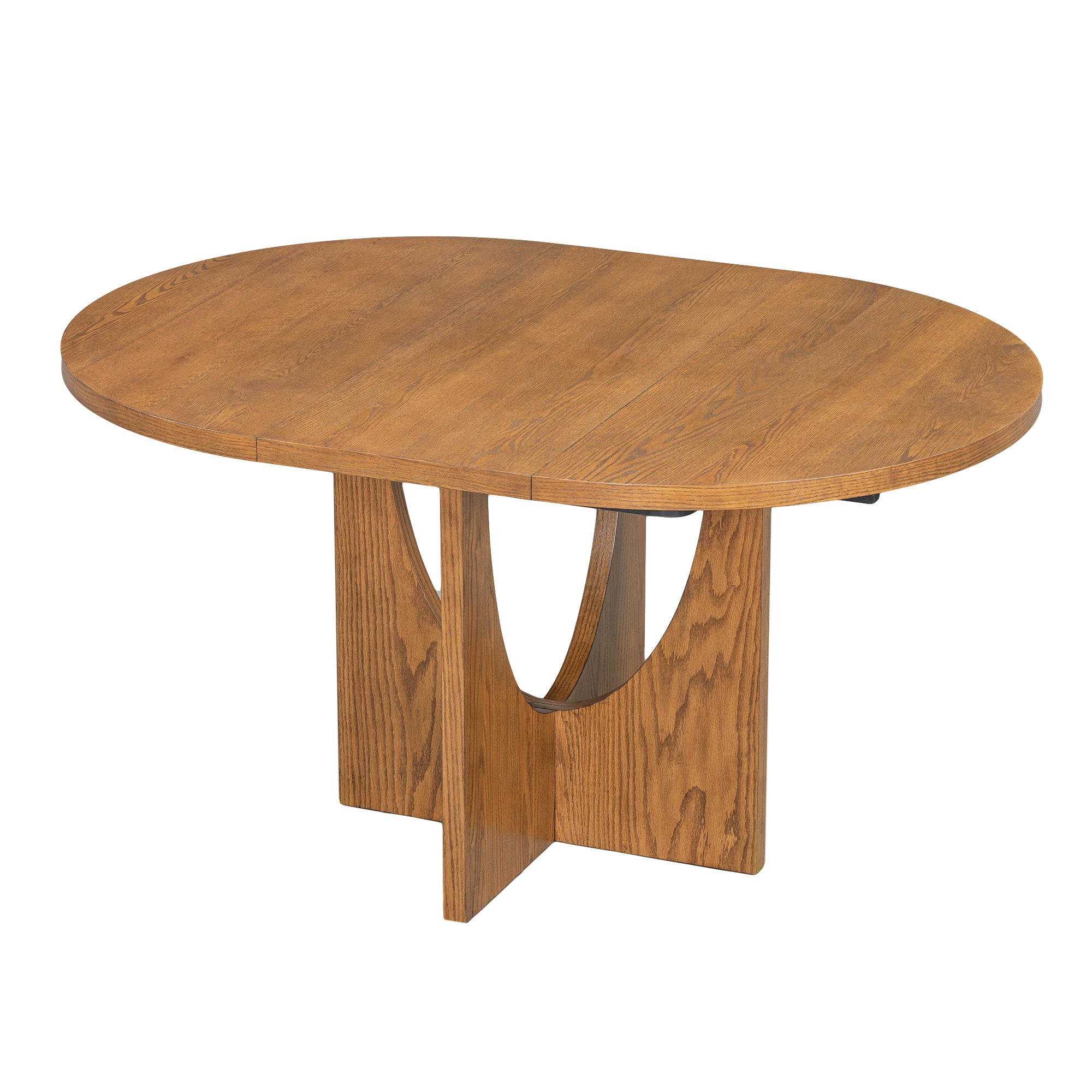 Modern 5-Piece Extendable Round Dining Table Set with 16.2inch Removable Leaf
