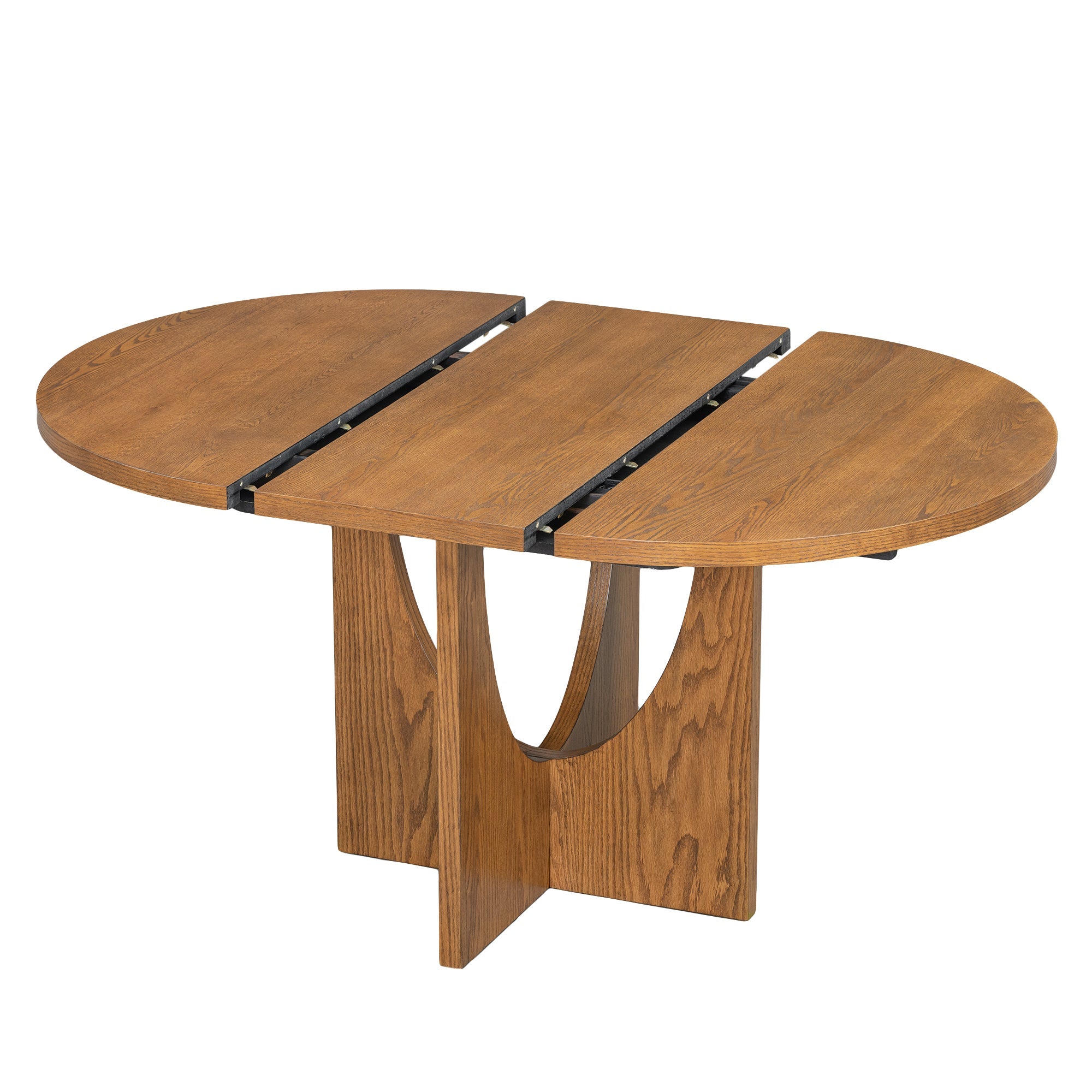 Modern 5-Piece Extendable Round Dining Table Set with 16.2inch Removable Leaf