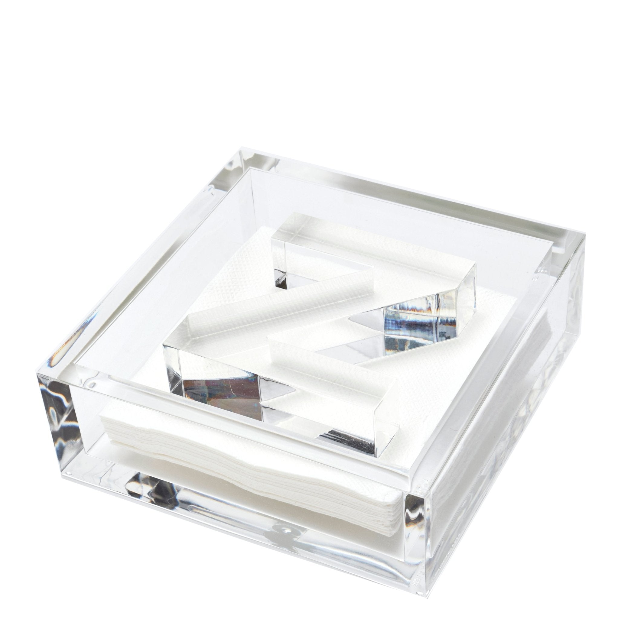 Personalized Initial Acrylic Cocktail Napkin Holder Elegant Decor