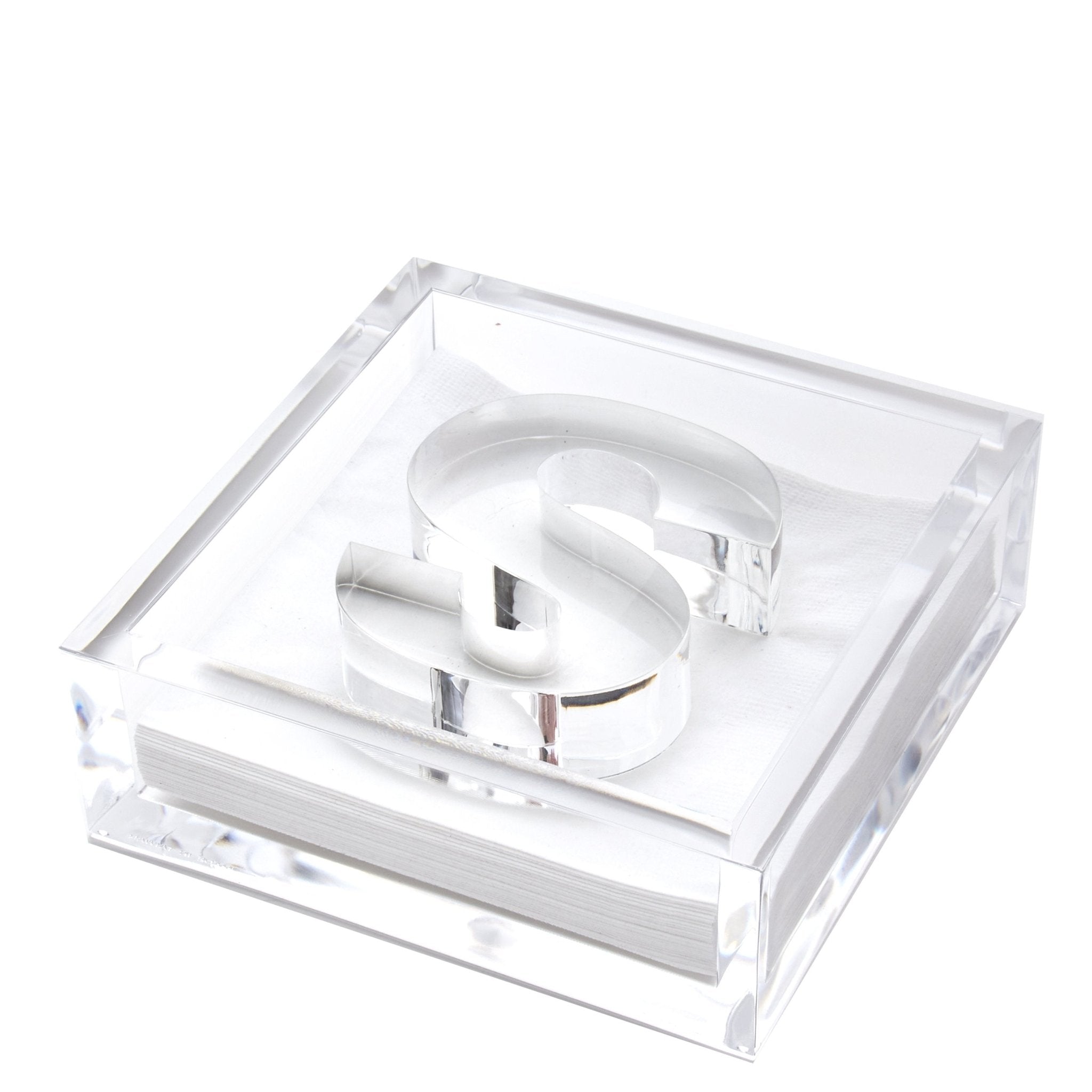 Personalized Initial Acrylic Cocktail Napkin Holder Elegant Decor