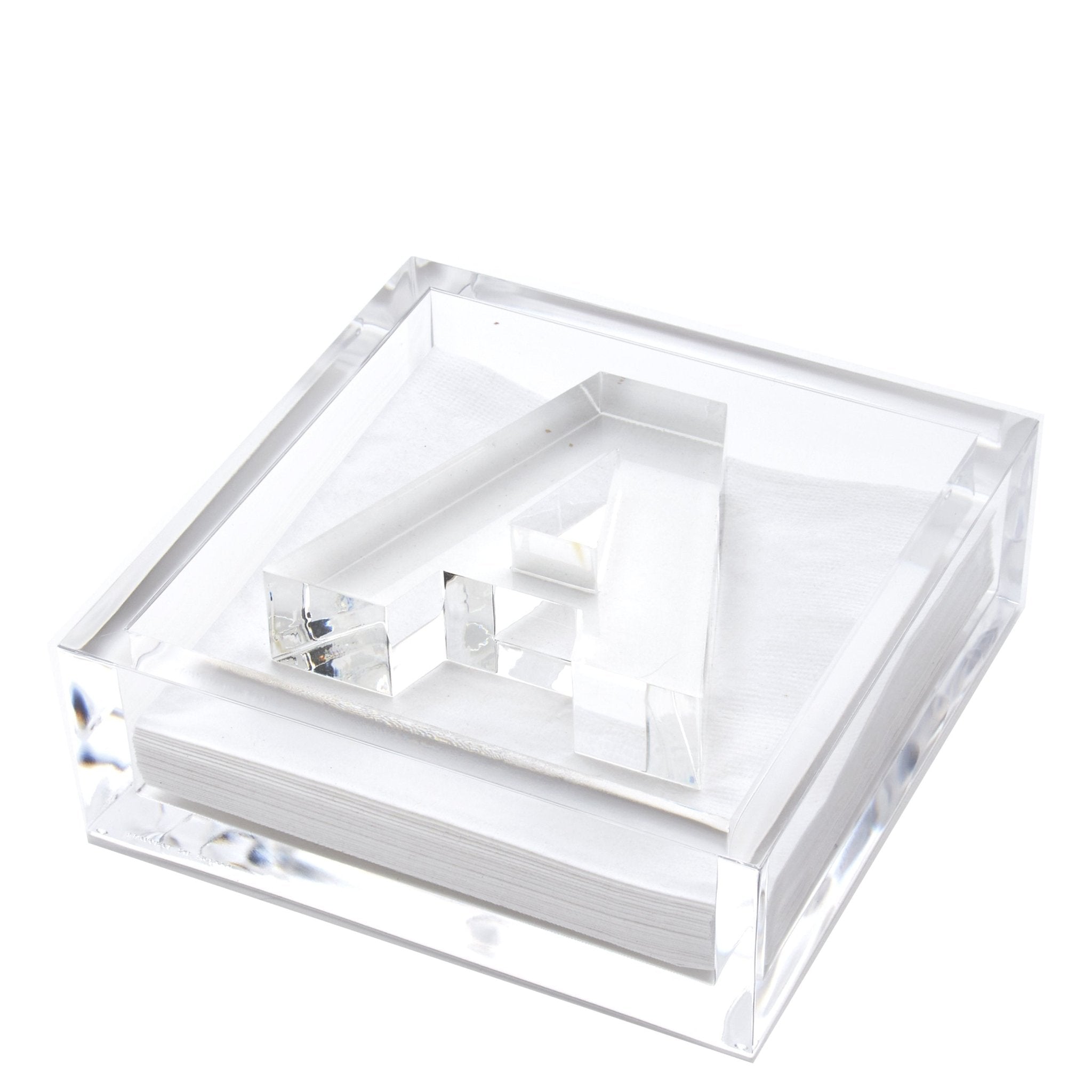 Personalized Initial Acrylic Cocktail Napkin Holder Elegant Decor