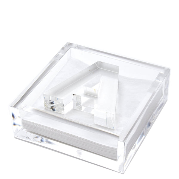 Personalized Initial Acrylic Cocktail Napkin Holder Elegant Decor