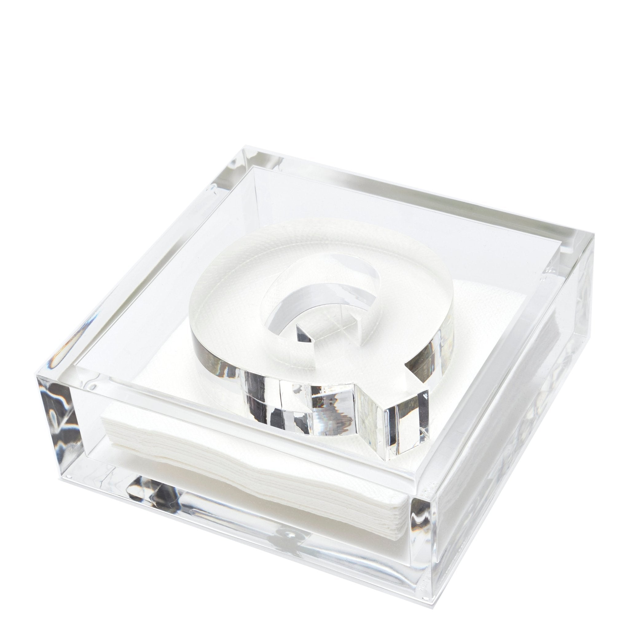 Personalized Initial Acrylic Cocktail Napkin Holder Elegant Decor