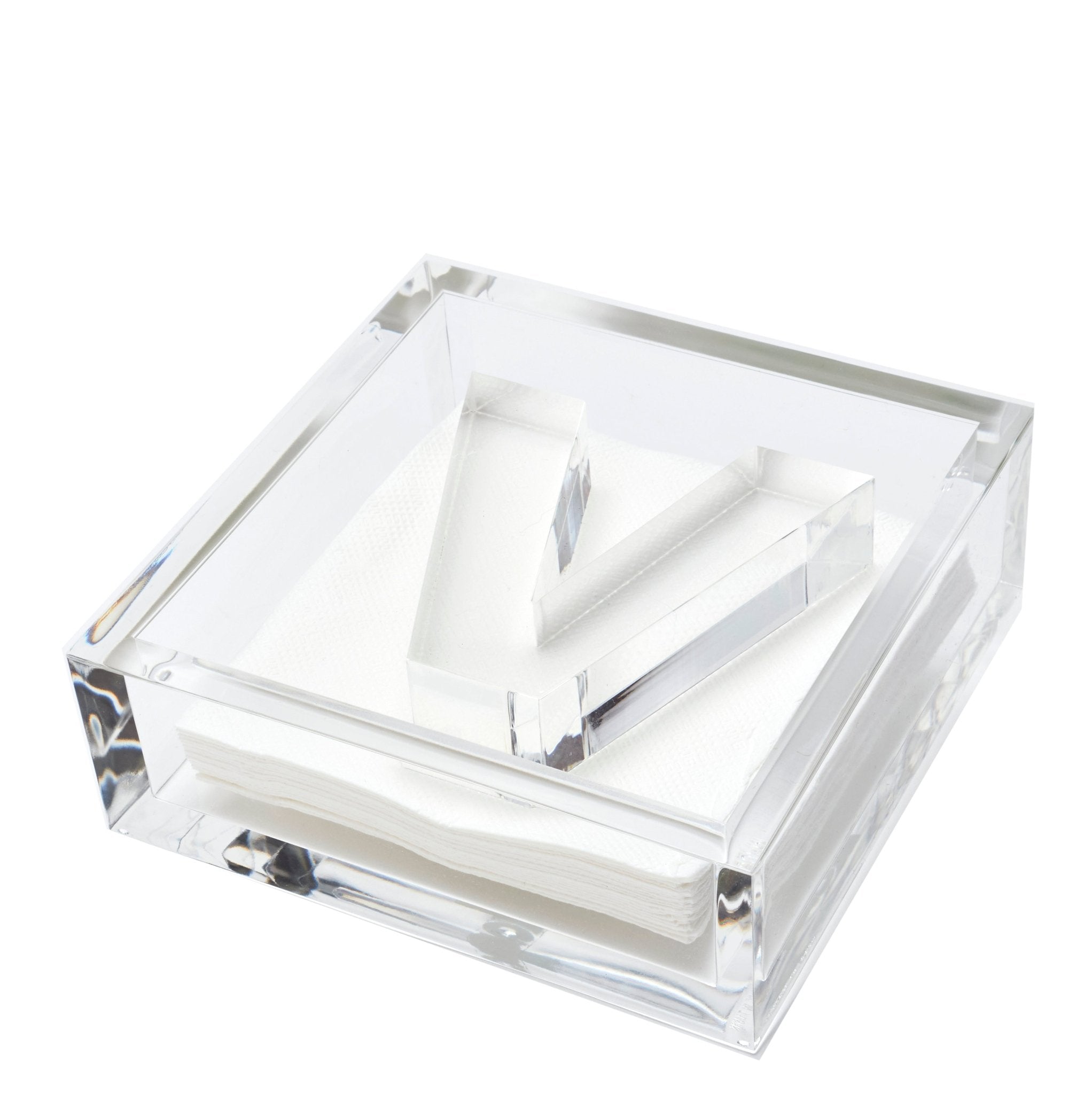 Personalized Initial Acrylic Cocktail Napkin Holder Elegant Decor