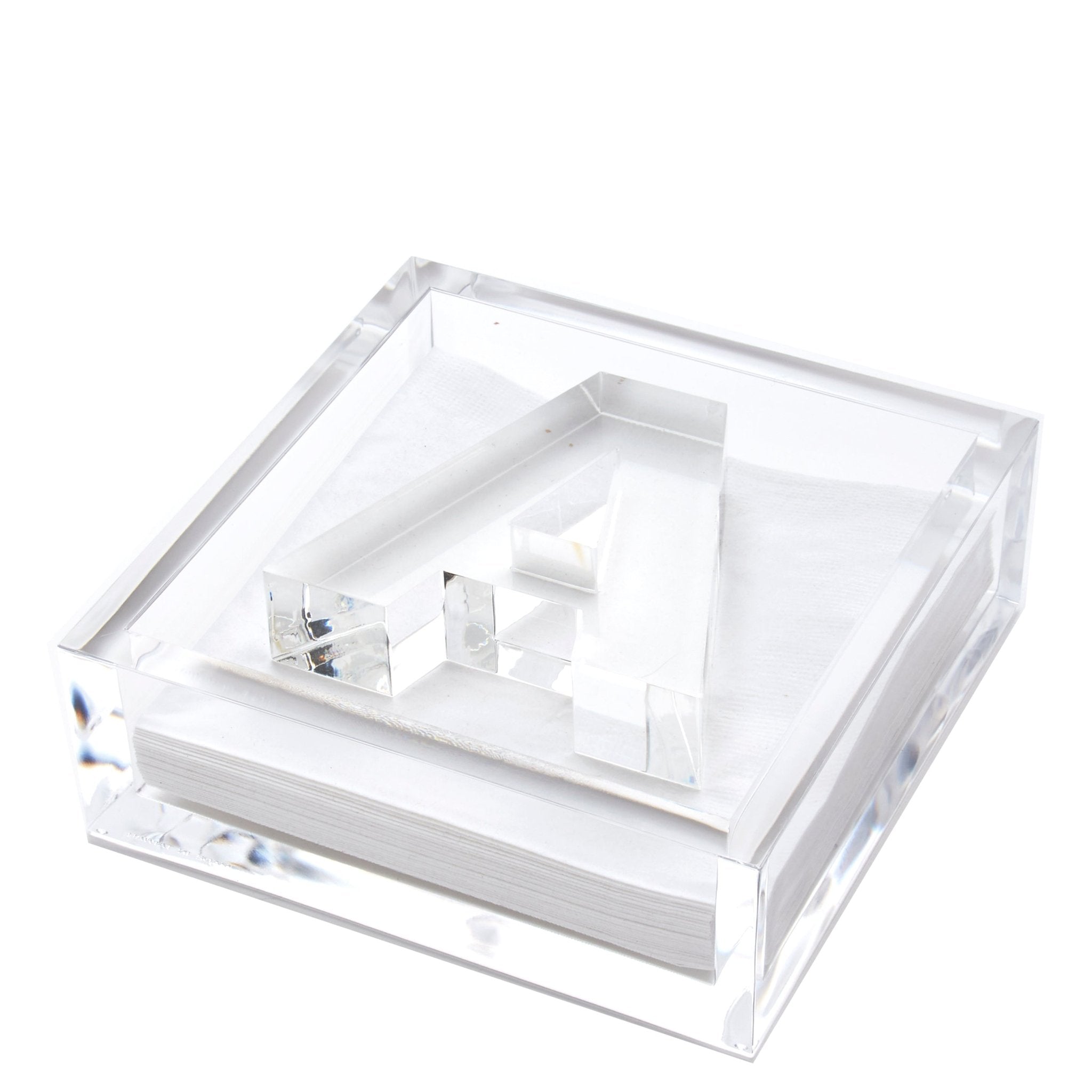 Personalized Initial Acrylic Cocktail Napkin Holder Elegant Decor