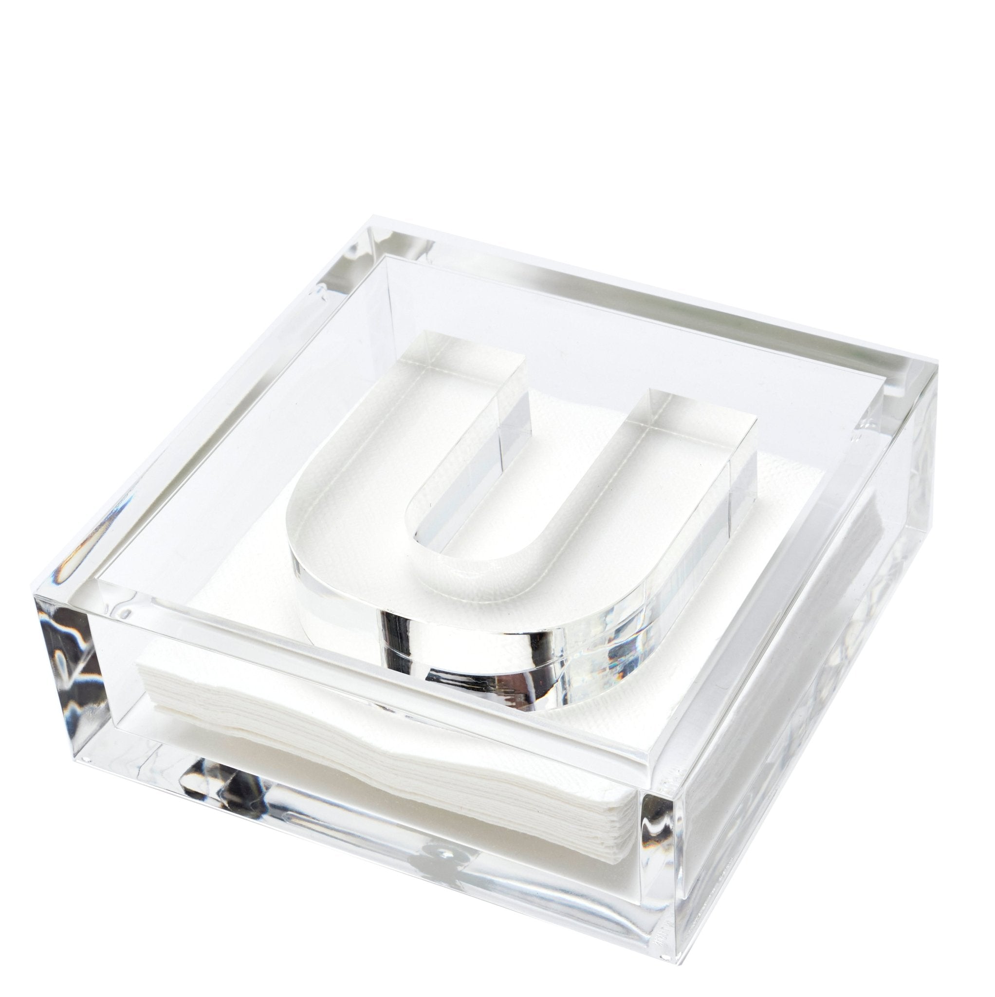 Personalized Initial Acrylic Cocktail Napkin Holder Elegant Decor