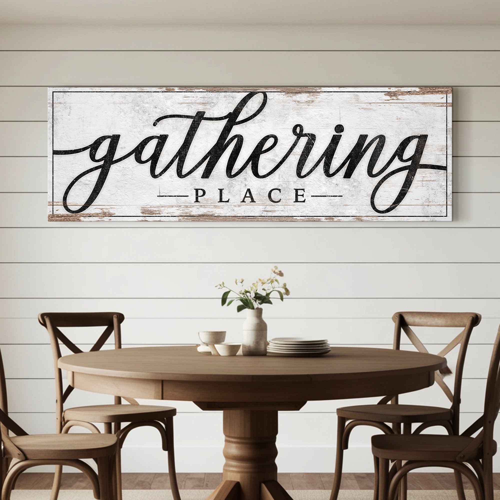 Gathering Place Kitchen Sign Canvas Wall Art Decor