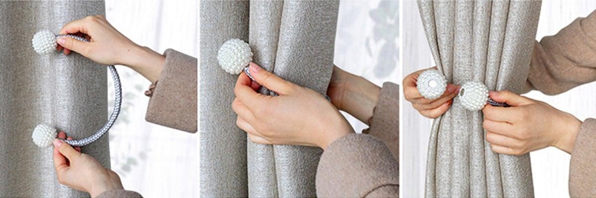 Pearl Magnetic Curtain Tieback Clips Elegant Window Accessories Decor