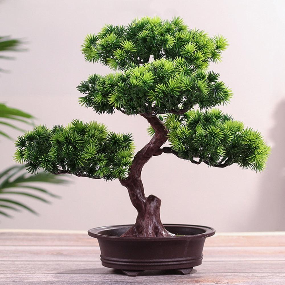 Lifelike Artificial Bonsai Pine Tree Potted Home Decoration