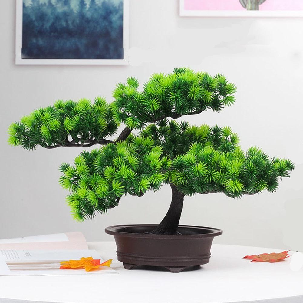 Lifelike Artificial Bonsai Pine Tree Potted Home Decoration