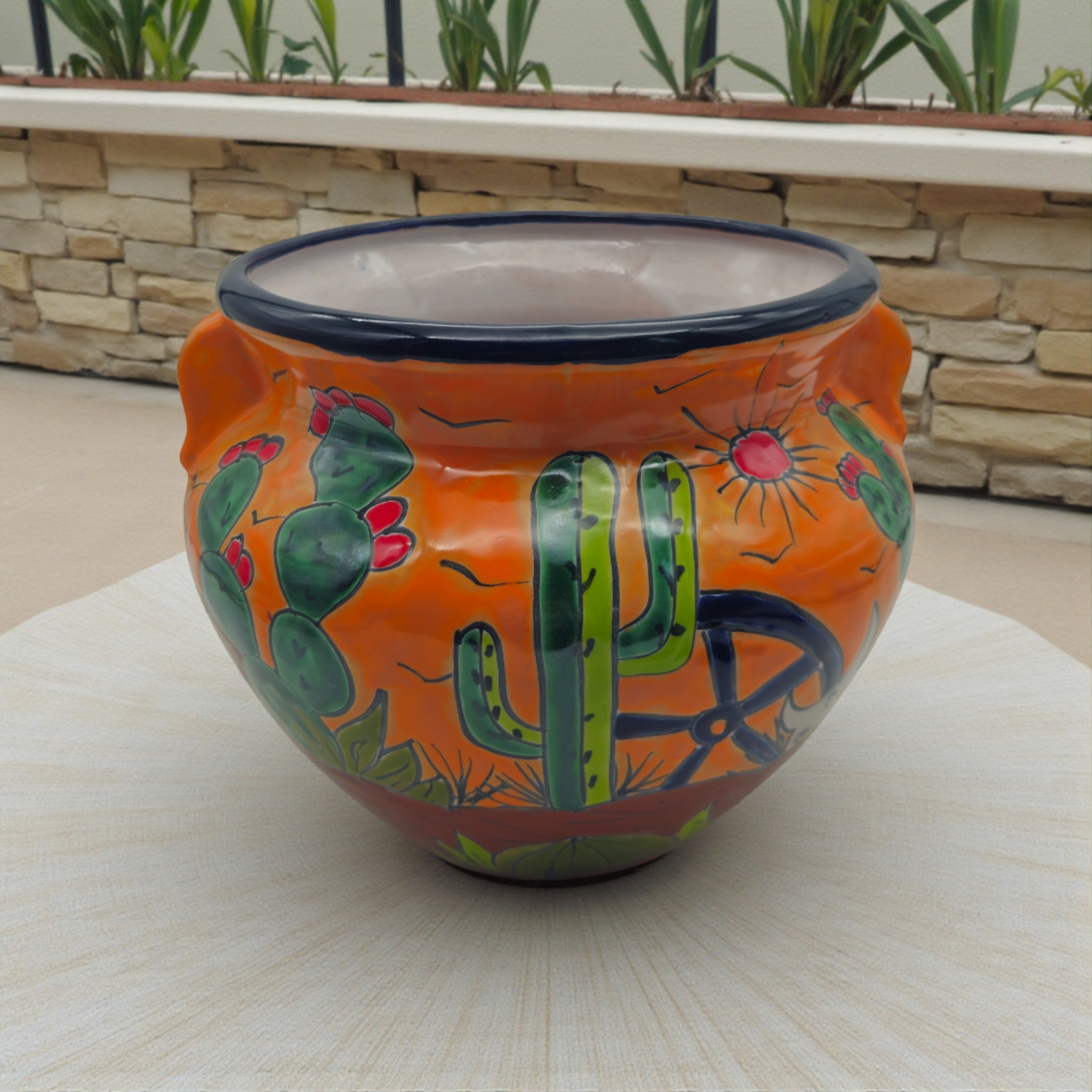 Talavera Cactus Planter | Hand-Painted Desert Pot