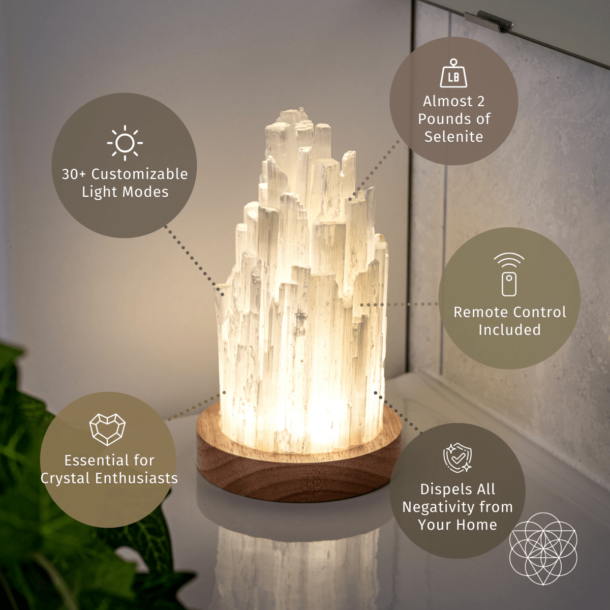 Cleanse-All Selenite Lamp 2-Pound Crystal Decorative Light